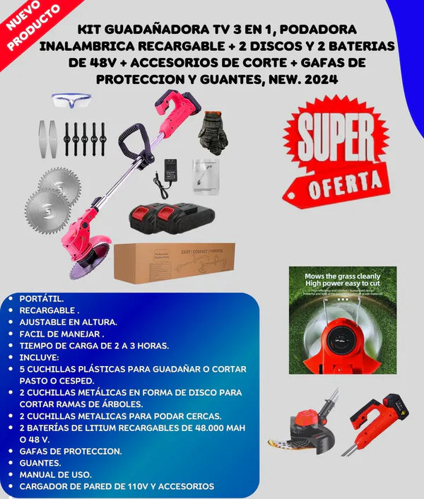 🔥 ¡ÚLTIMAS UNIDADES! - GUADAÑA INALÁMBRICA TURBO BLADE + 2 BATERÍAS 48V GRATIS 🔋🌿✂️